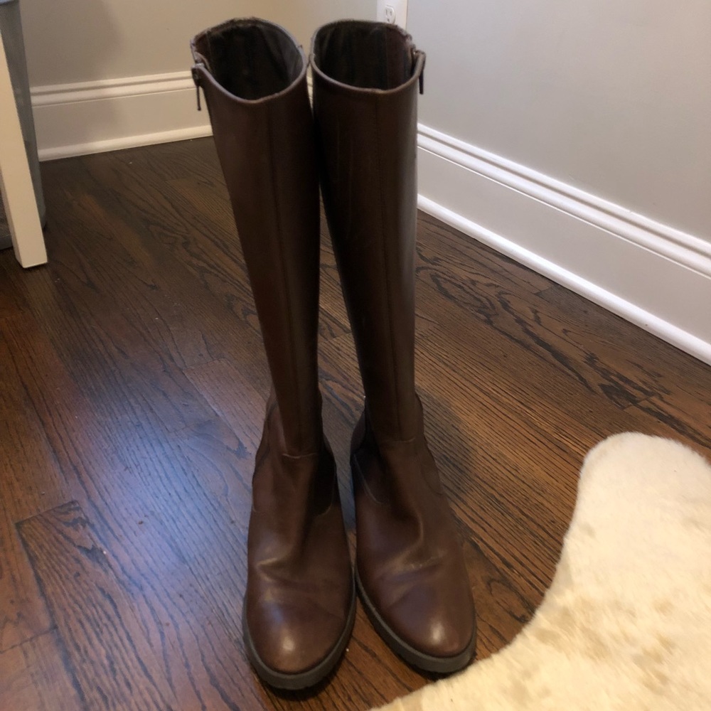 Brown riding style tall boots